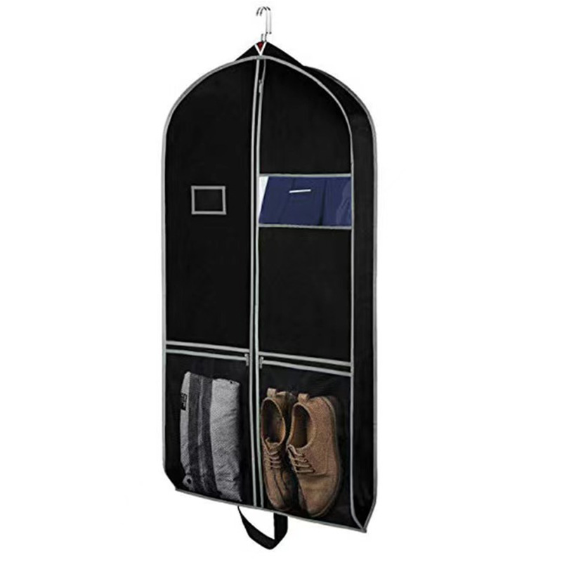 100g Non-woven Garment Dust Cover Travel Suit Bag with Mesh Pocket