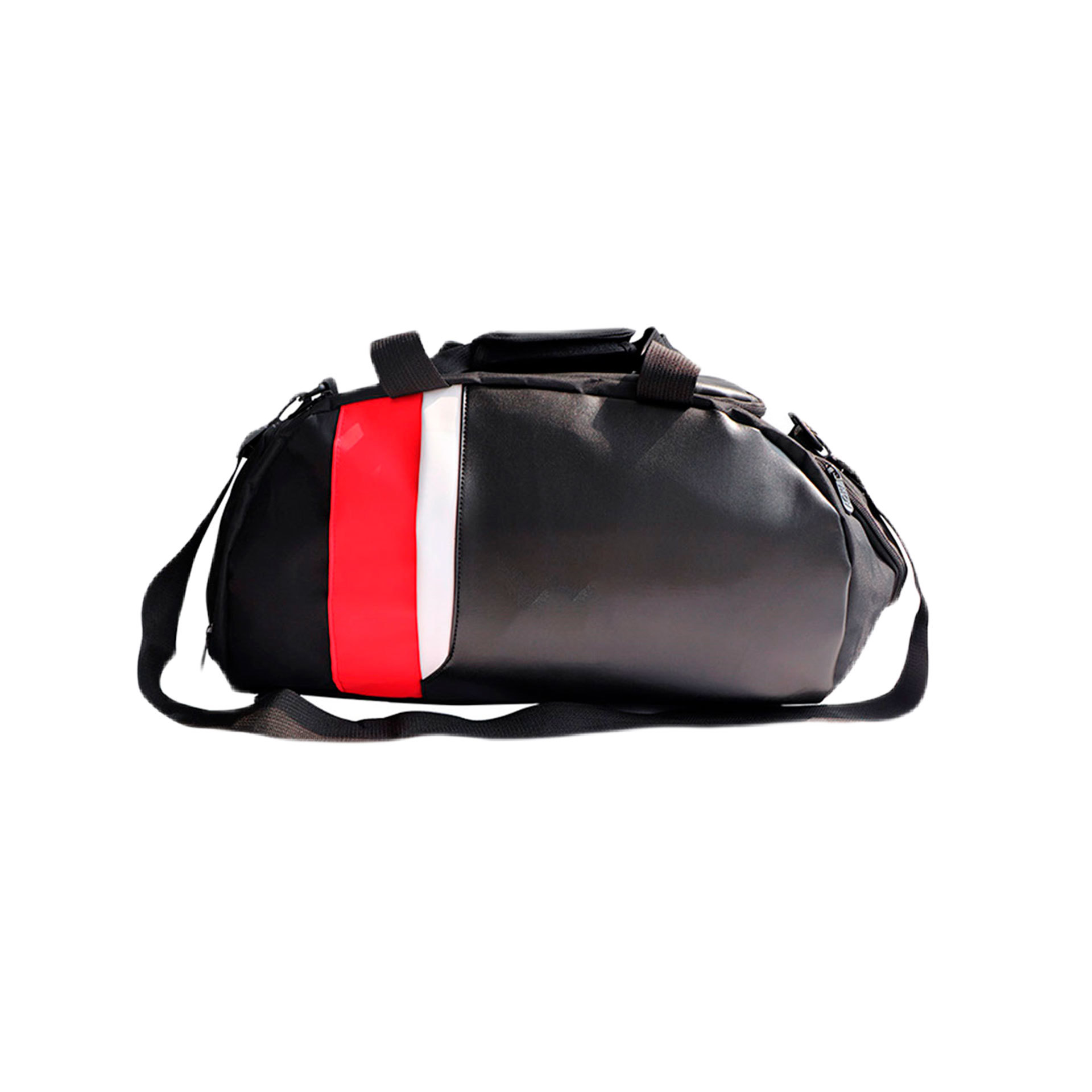 PU Leather Contrast Color Sport Gym Bag With Shoe Compartment