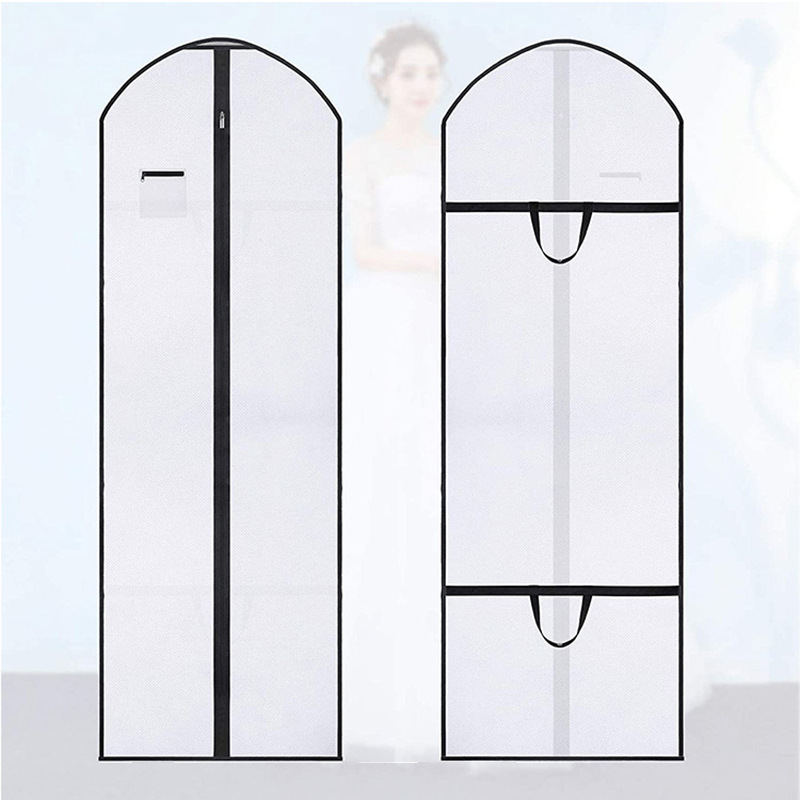 White Non-Woven Coat Dust Bag Extra Long Thickened Wedding Dress Gown Garment Cover