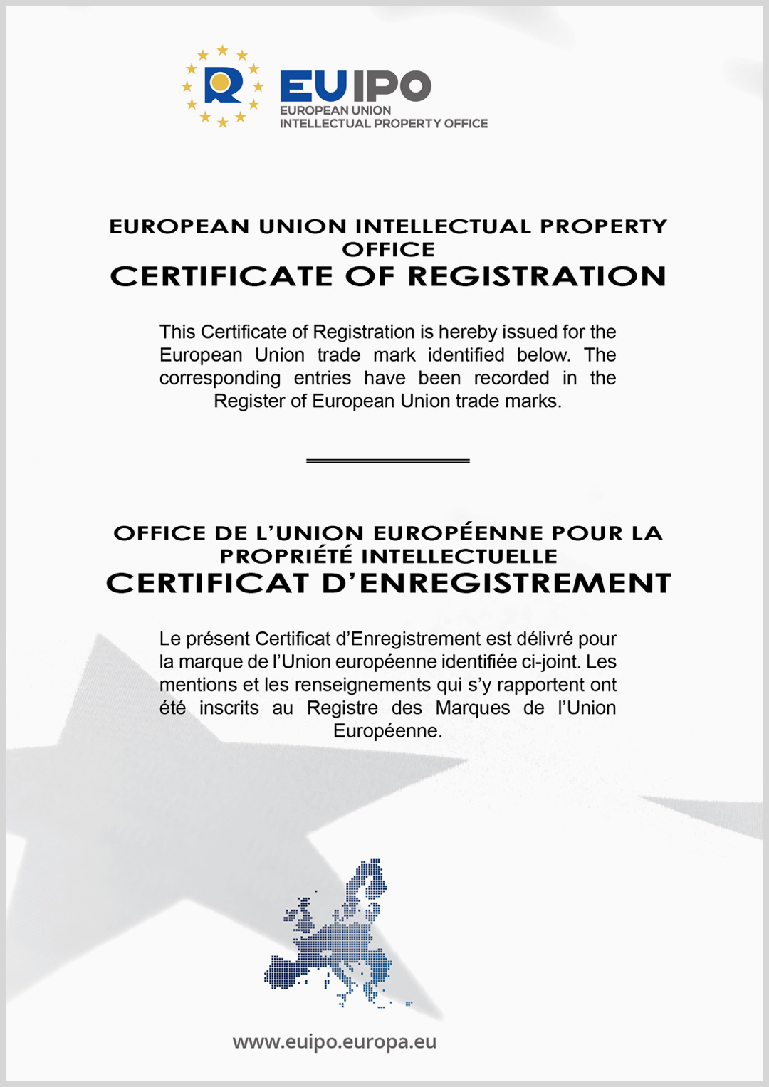 Certificado de Marca de la Unión Europea