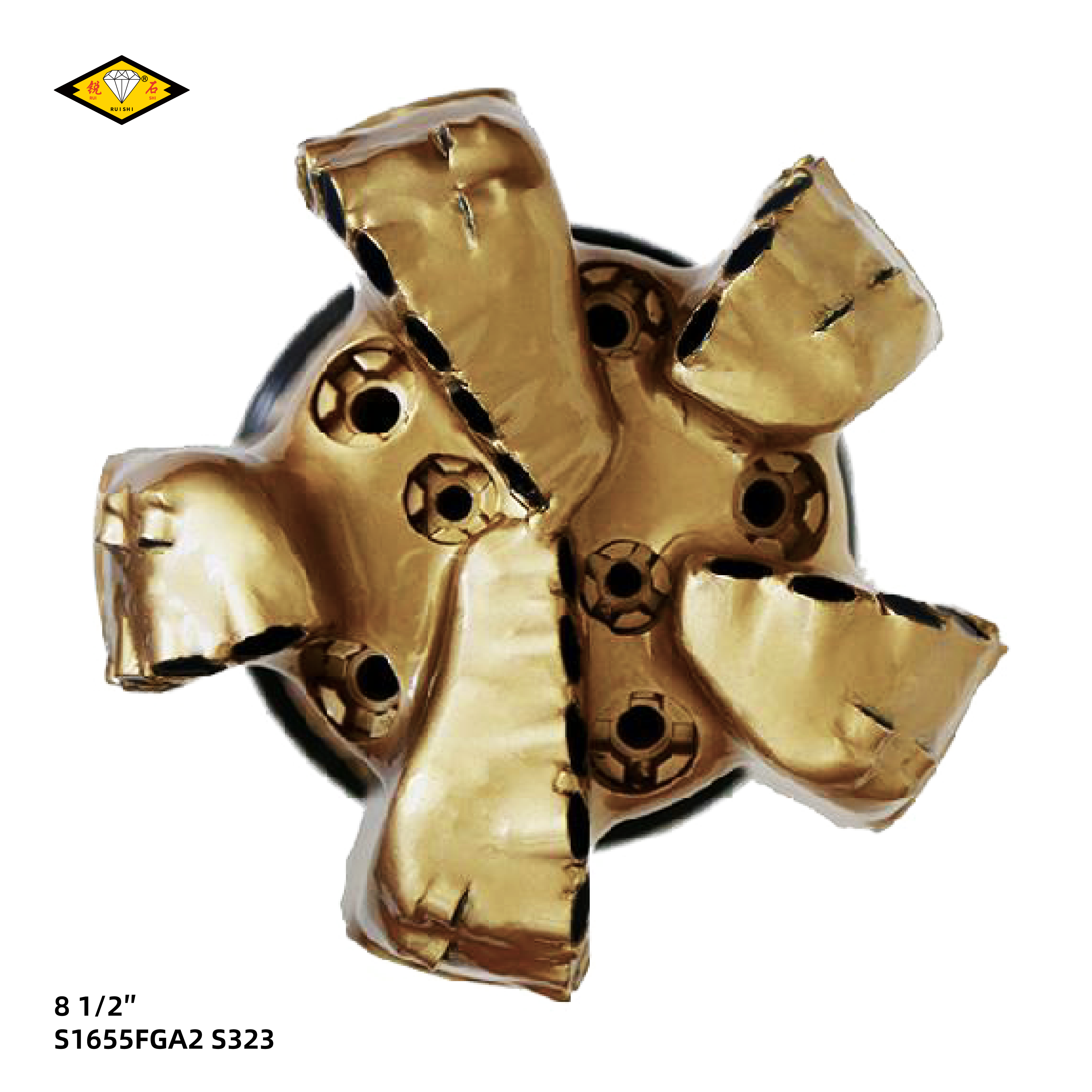 8 1/2 inches steel body pdc bits with 16mm cutters and 5 blades for medium hard formations(8 1/2″S1655FGA2 S323)