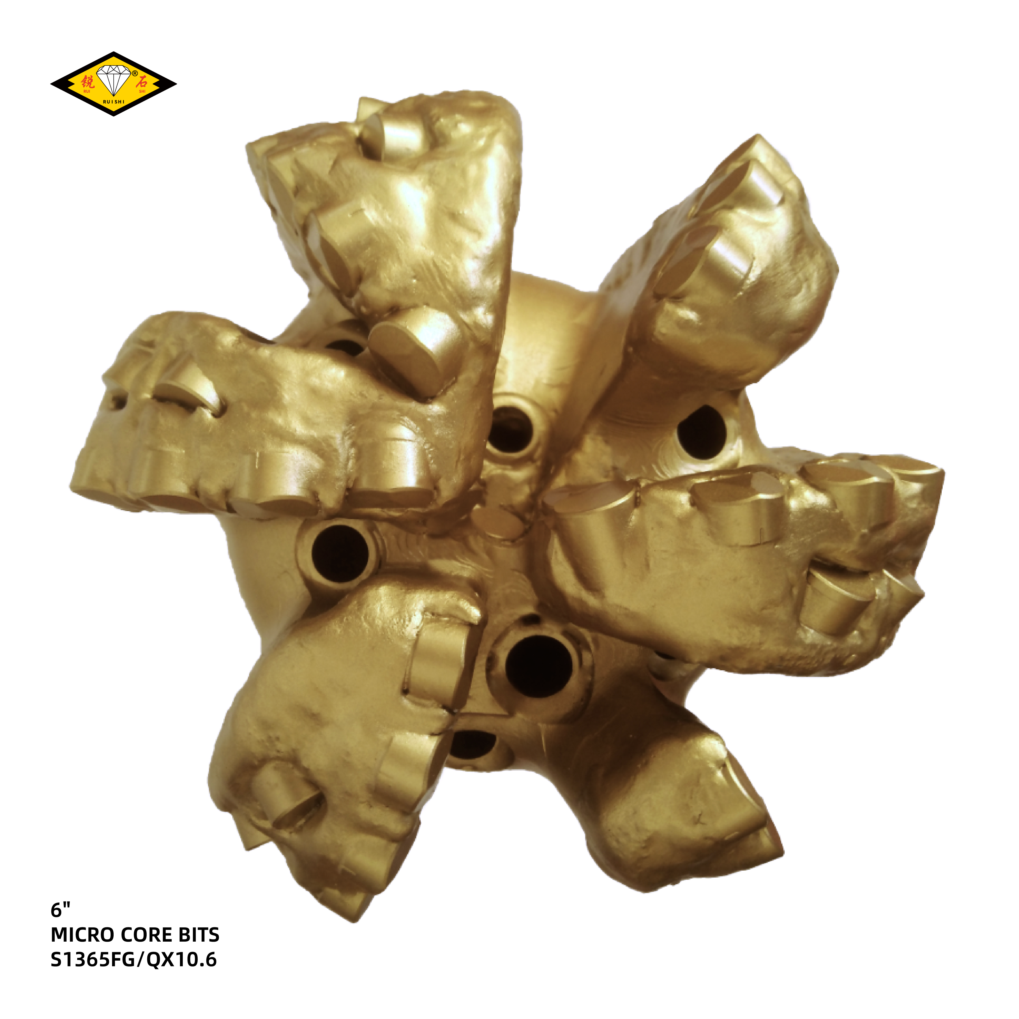 6 inches PDC micro core bits, 13mm PDC cutters, 6 blades, suitable for coring in abrasive medium hard formations