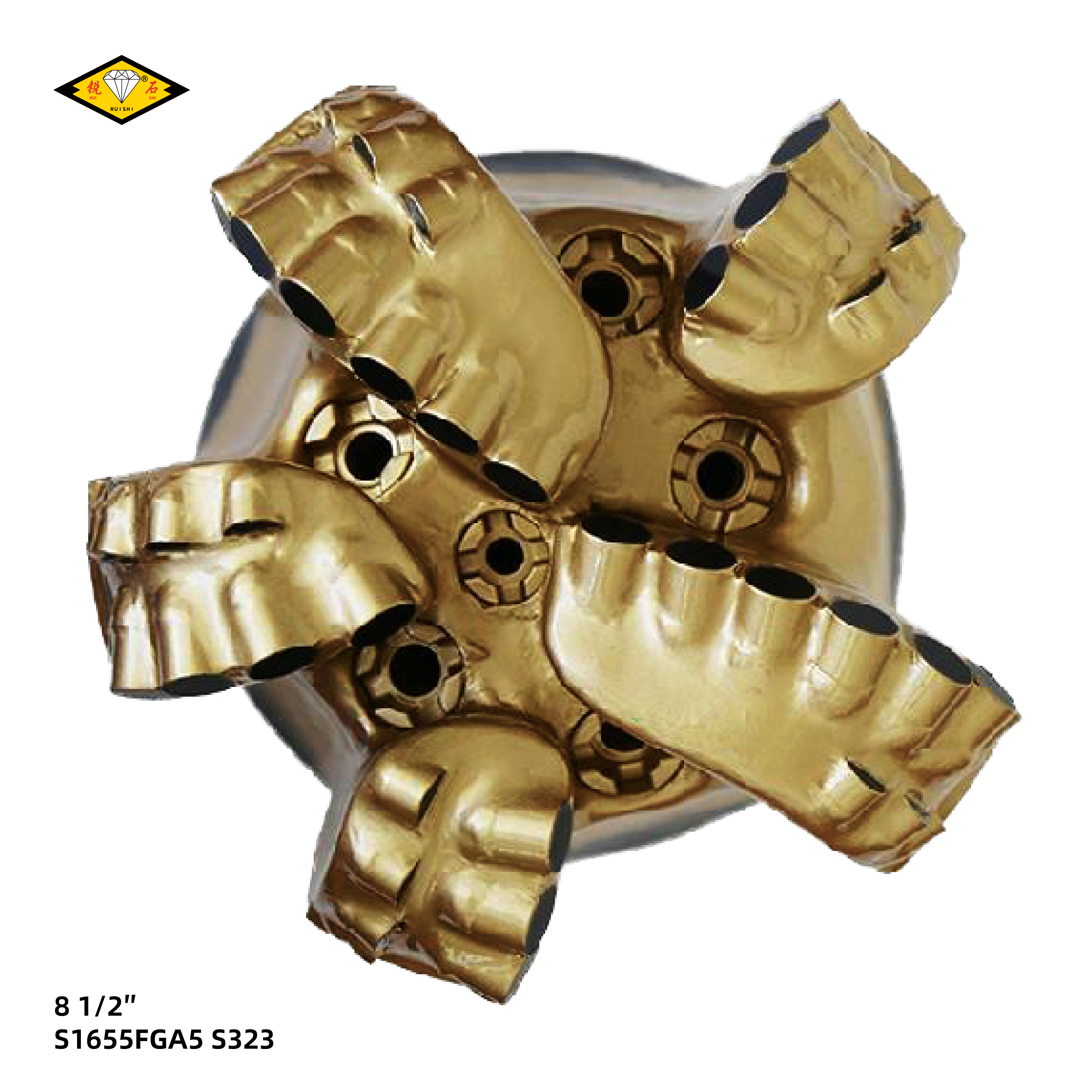 8 1/2 inches steel body pdc bits with 16mm cutters and 5 blades for medium hard formations(8 1/2″S1655FGA5 S323)