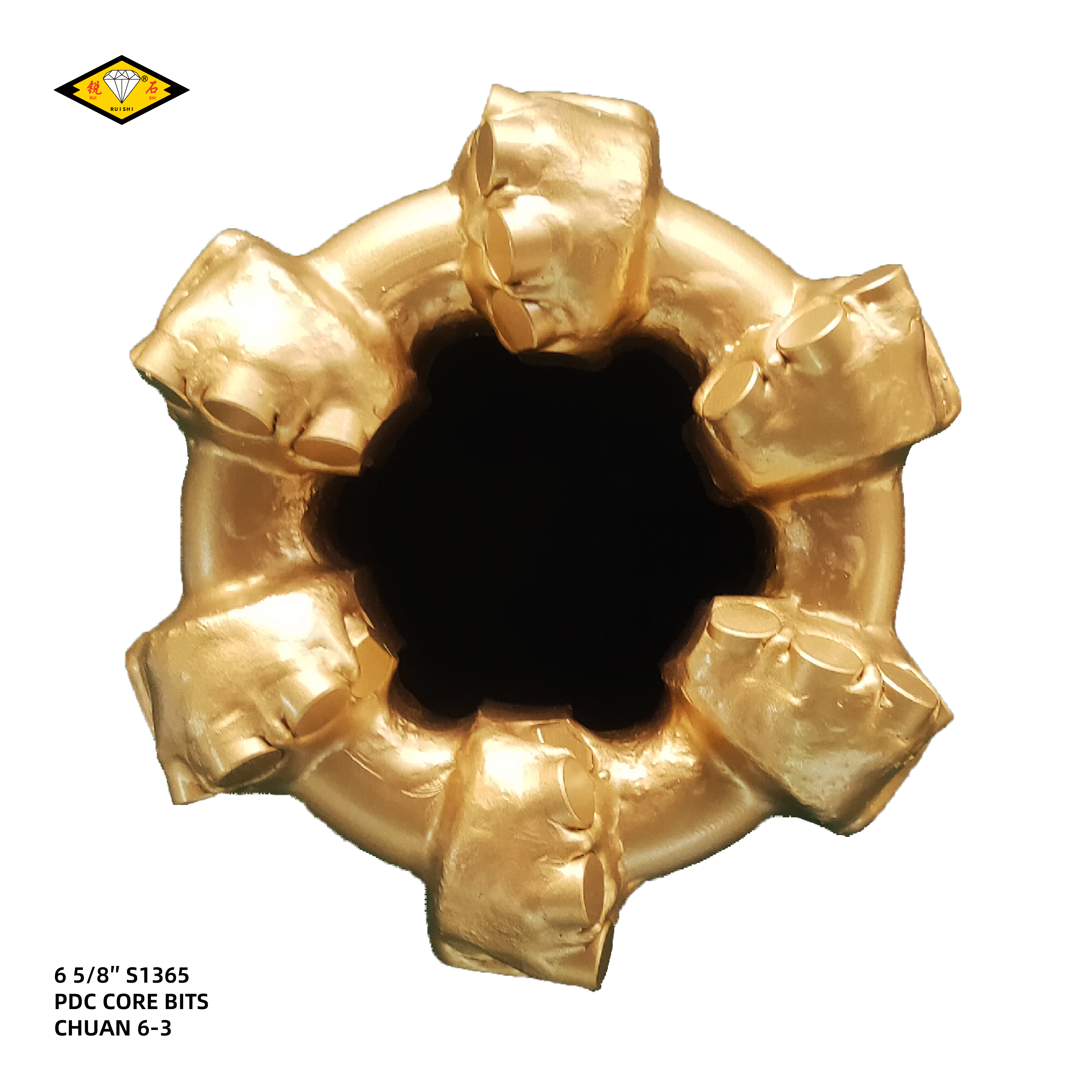 6 5/8 inches PDC core bits, 13mm PDC cutters, 6 blades, suitable for coring in soft to medium hard formations with abrasive properties