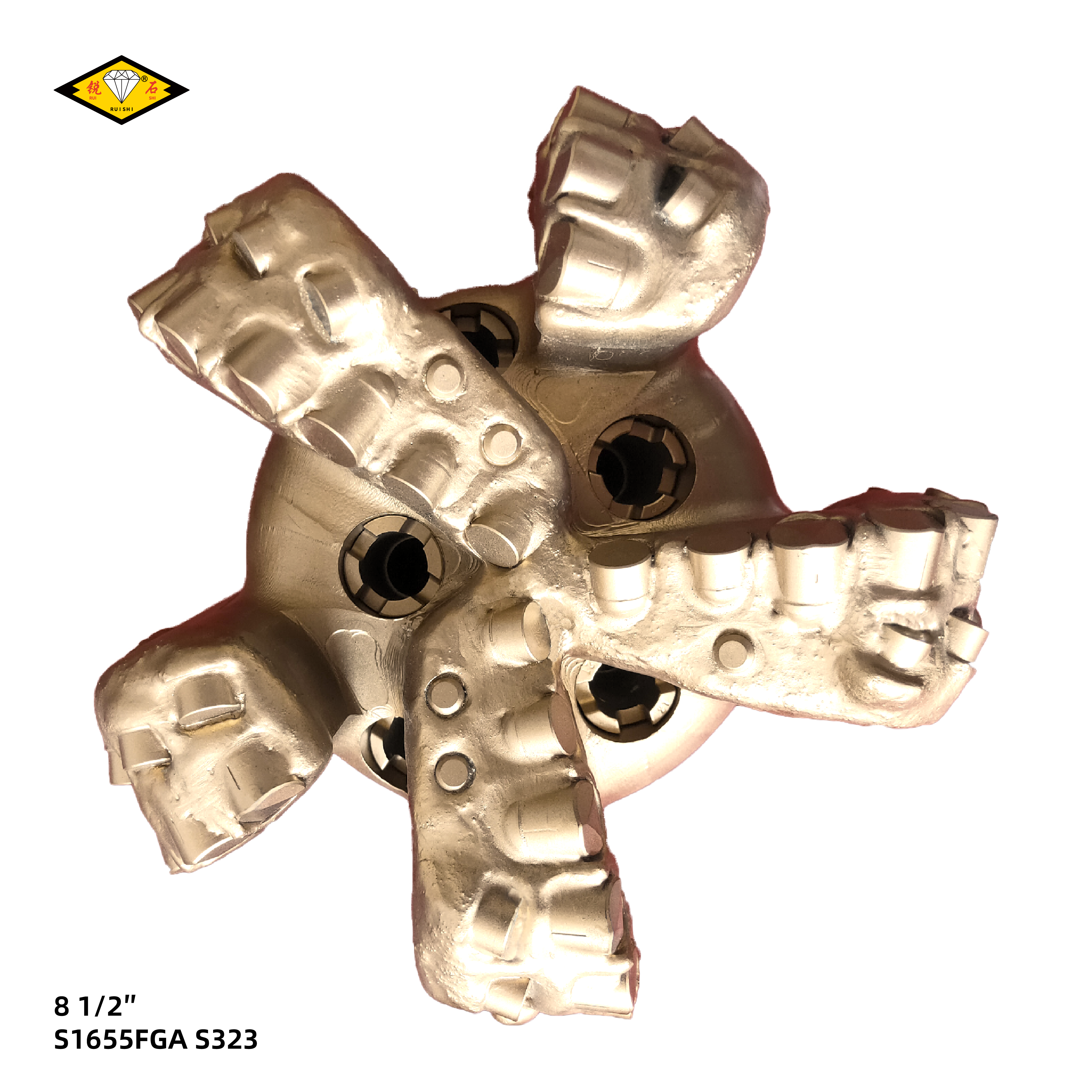 8 1/2 inches steel body pdc bits with 16mm cutters and 5 blades for soft to medium hard formations(8 1/2″S1655FGA S323)
