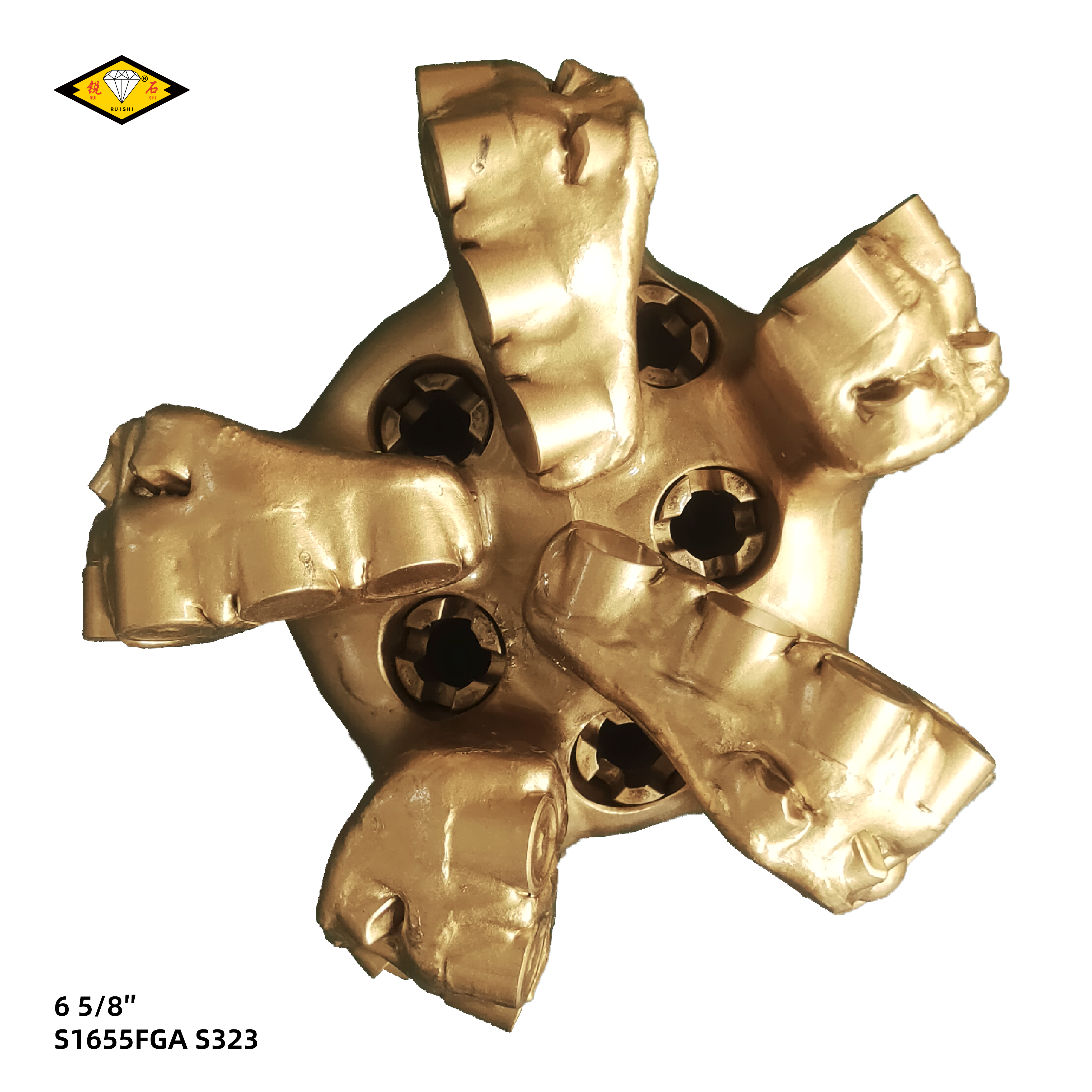 6 5/8″(168.27mm)，16毫米主切削齿，五刀翼，中硬地层，PDC钢体钻头