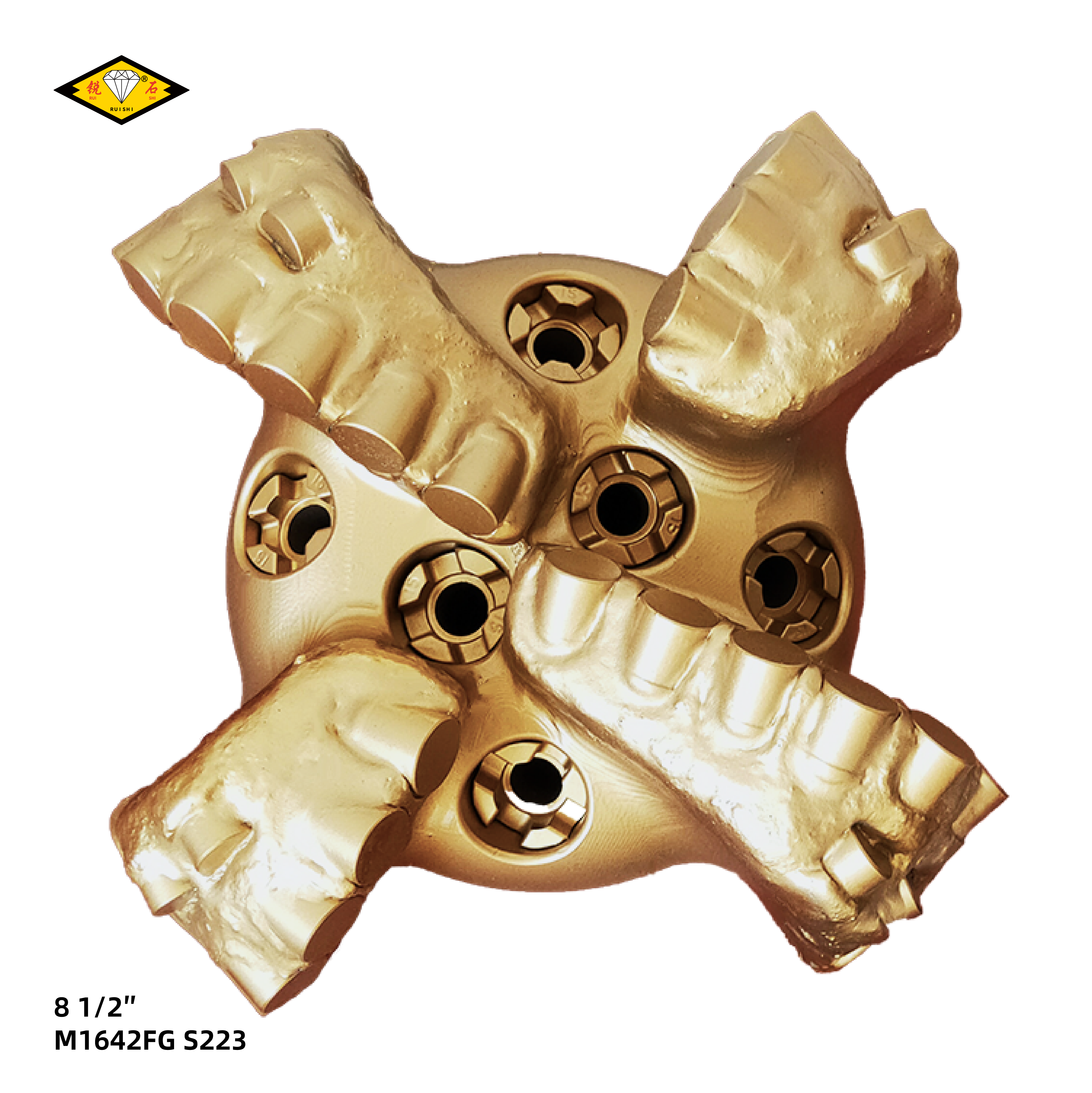 8 1/2″(215.9mm)，16毫米主切削齿，四刀翼，中软地层，PDC胎体钻头