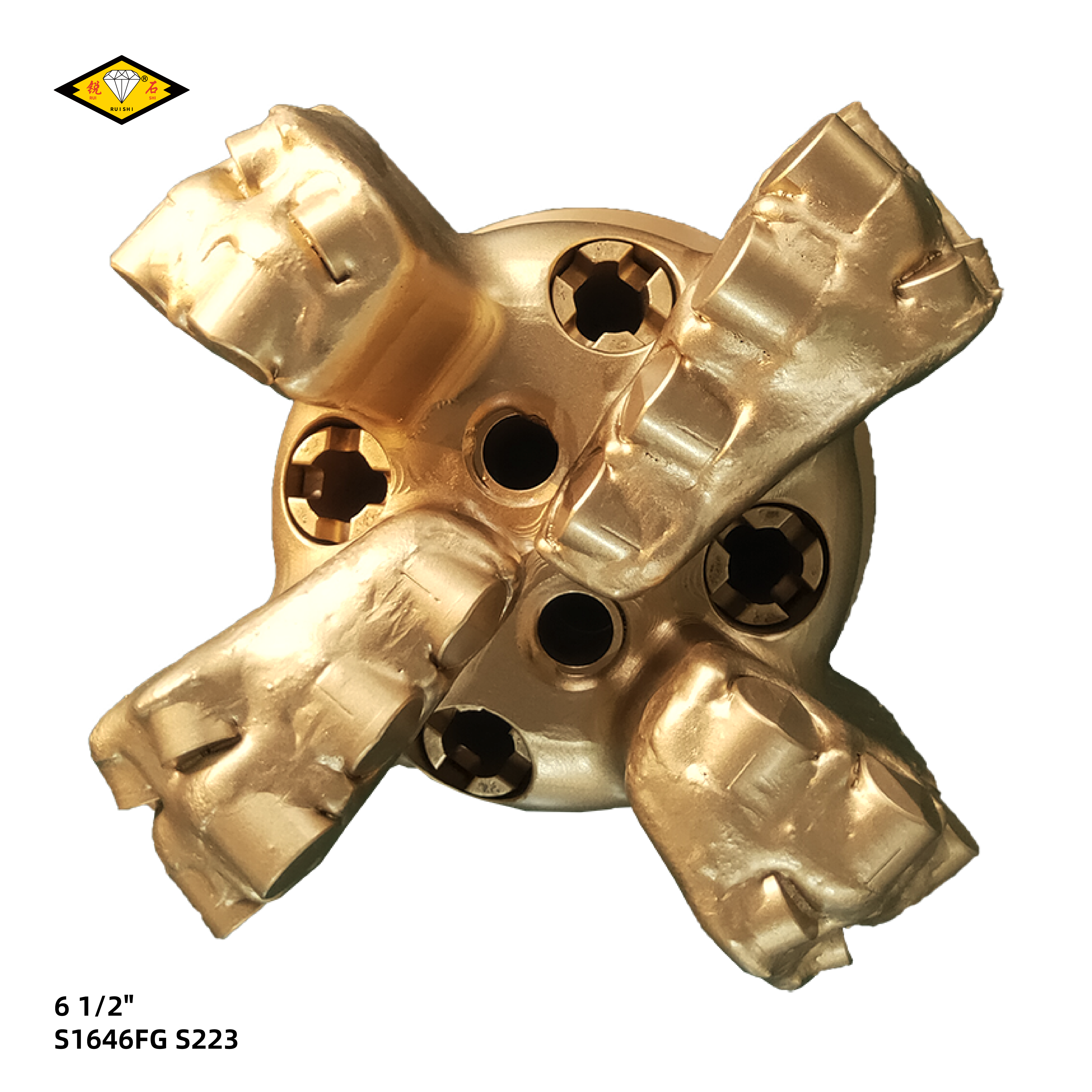 6 1/2″(165.1mm)，16毫米主切削齿，四刀翼，中硬地层，PDC钢体钻头