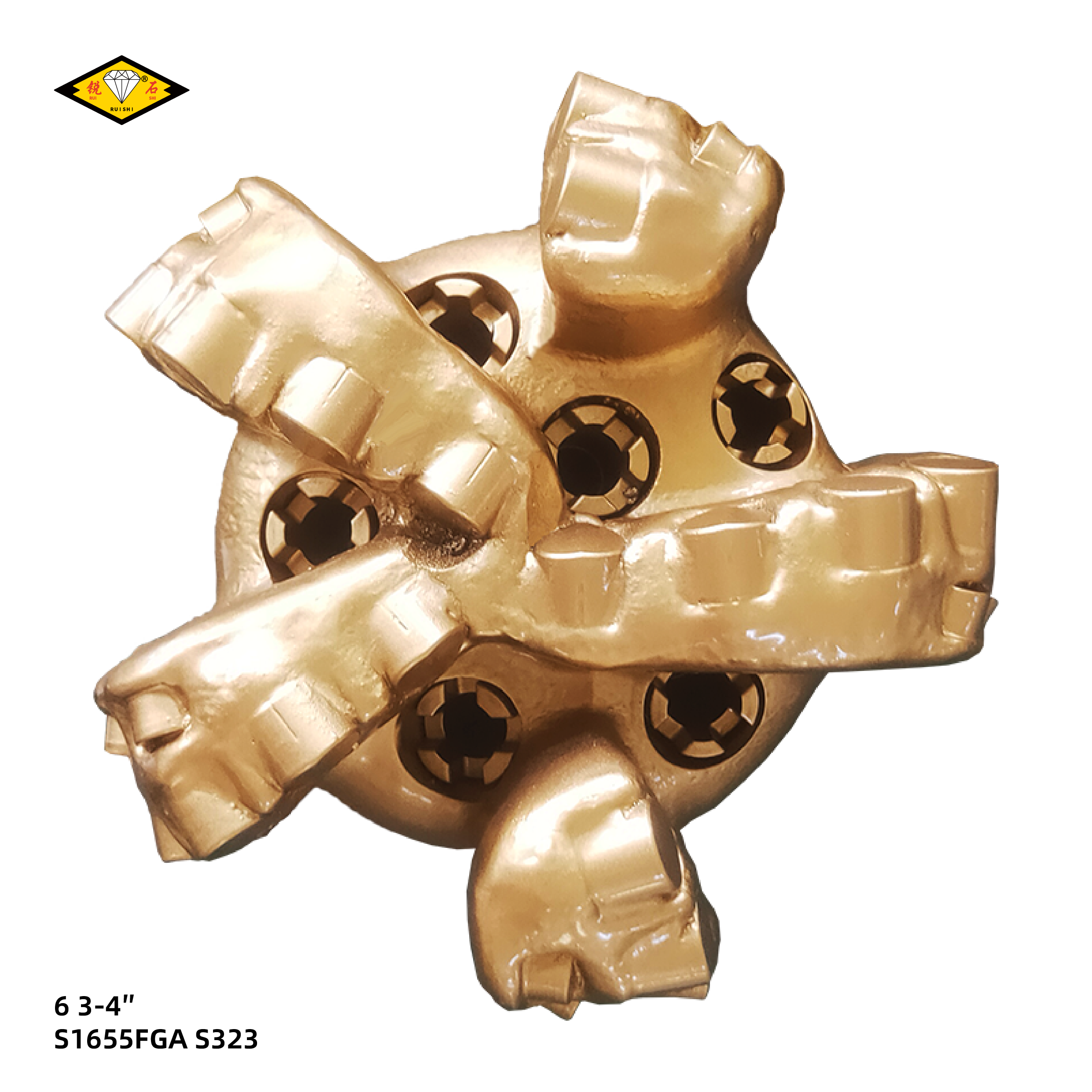 6 3/4″(171.45mm)，16毫米主切削齿，五刀翼，中硬地层，PDC钢体钻头