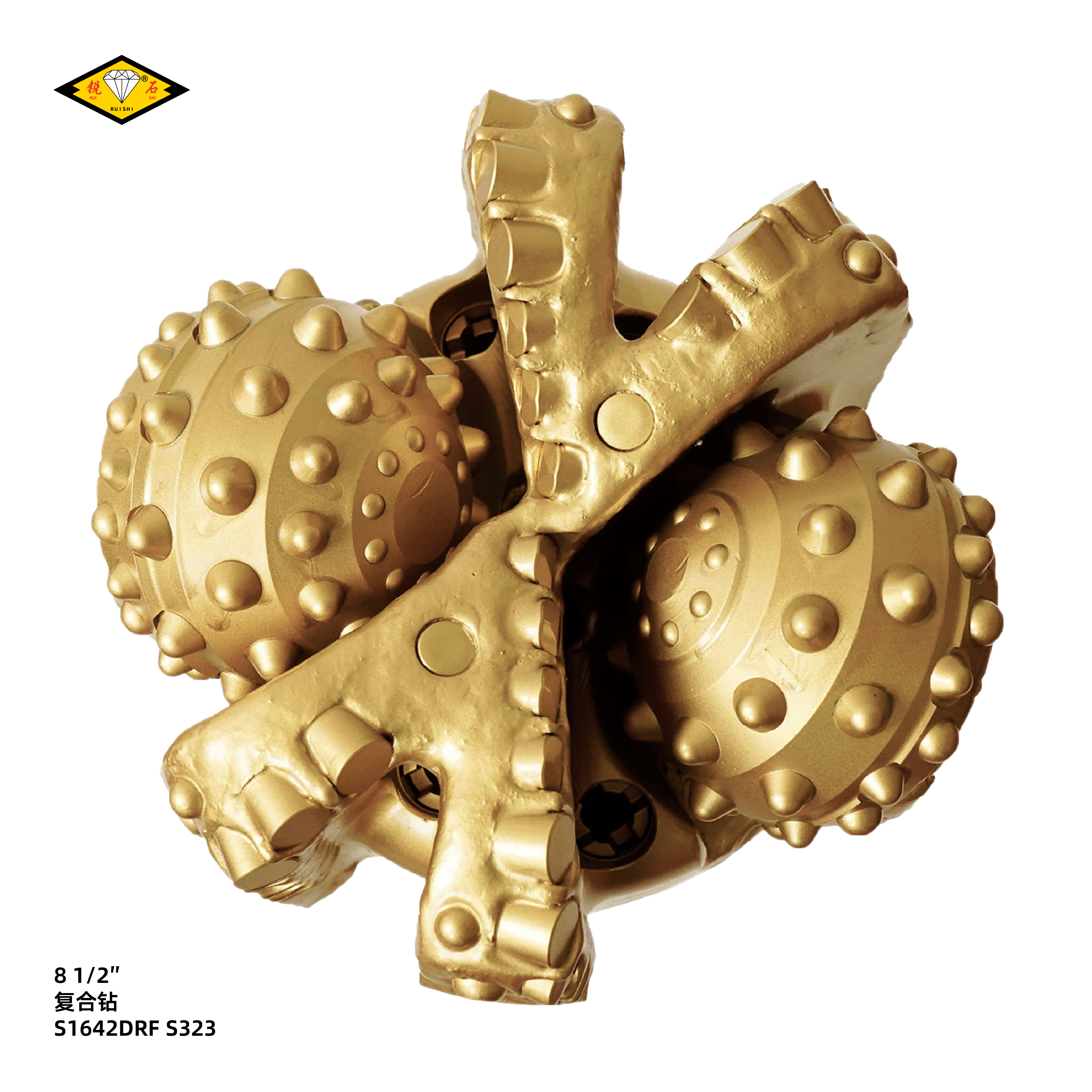 8 1/2英寸 & 12 1/4英寸 PDC三牙轮复合型钻头（狮虎兽），16毫米主切削齿，4刀翼