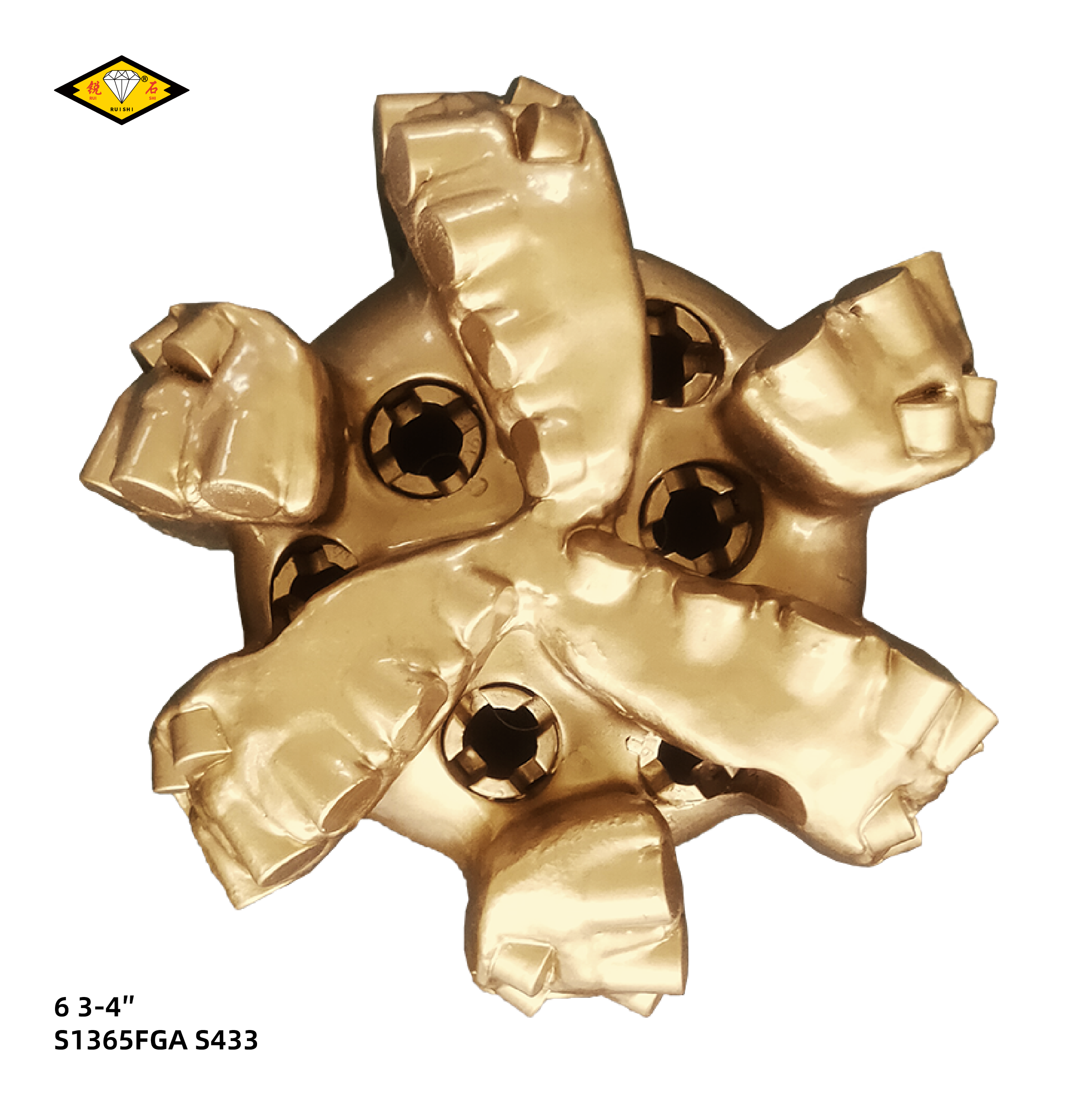 6 3/4″(171.45mm)，13毫米主切削齿，六刀翼，中硬地层，PDC钢体钻头