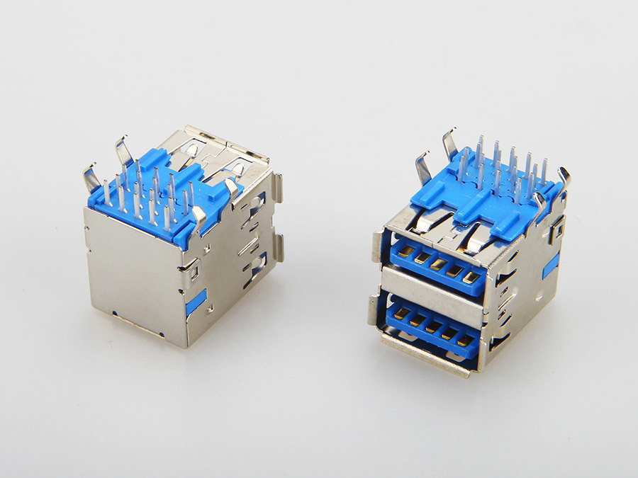 USB 3.0 AF 母座 9PIN+9PIN 雙層式 DIP 90度