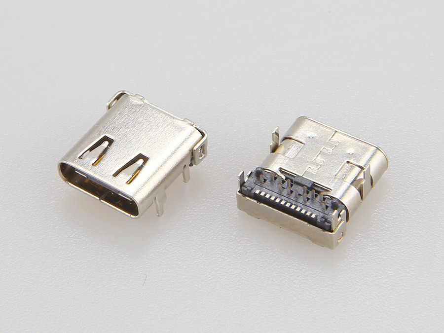 USB 3.1 TYPE CF 母座 24PIN 前插后貼式 DIP+SMT