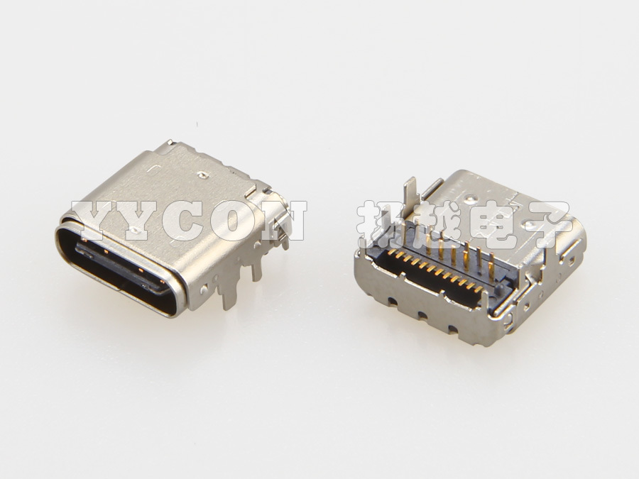 USB 3.1 TYPE CF 母座 24PIN 屏蔽式 L=9.34mm 前插后贴 DIP+SMT