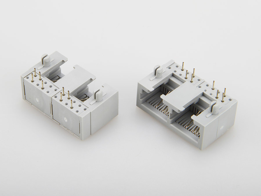 RJ11 10P4C 母座1X2 Port DIP 90度