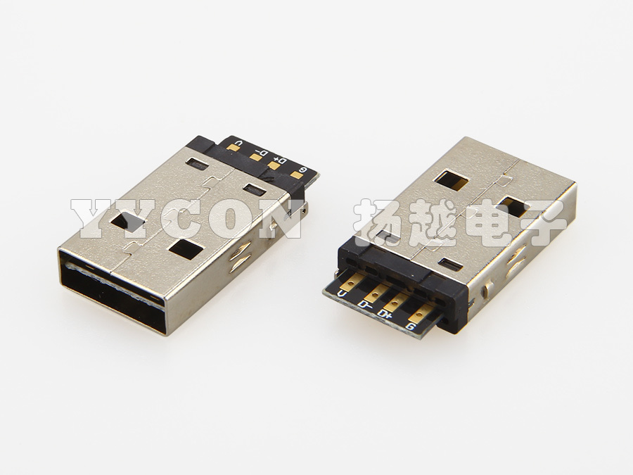 USB 2.0 AM 公座 双面接触 焊线式