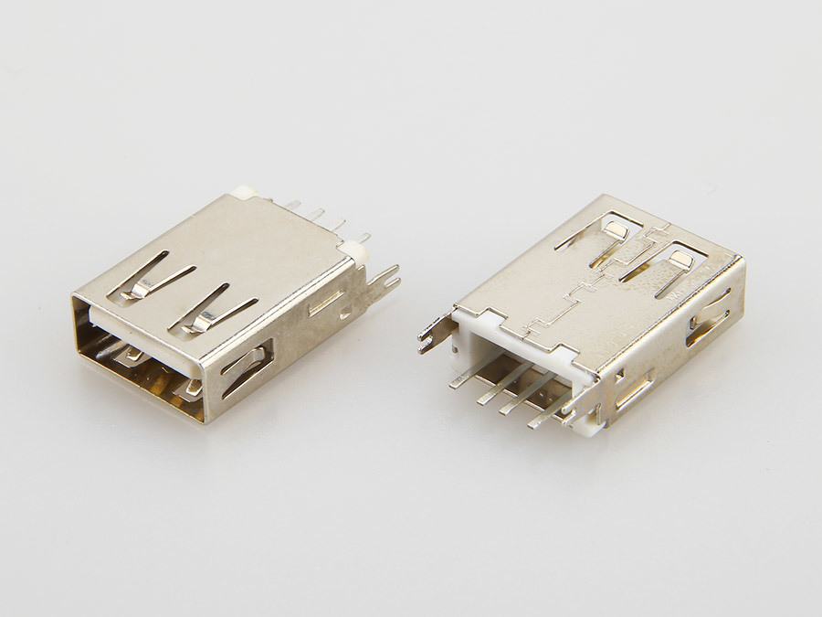 USB 2.0 AF 母座 4PIN 長體帶魚叉式 DIP 180度