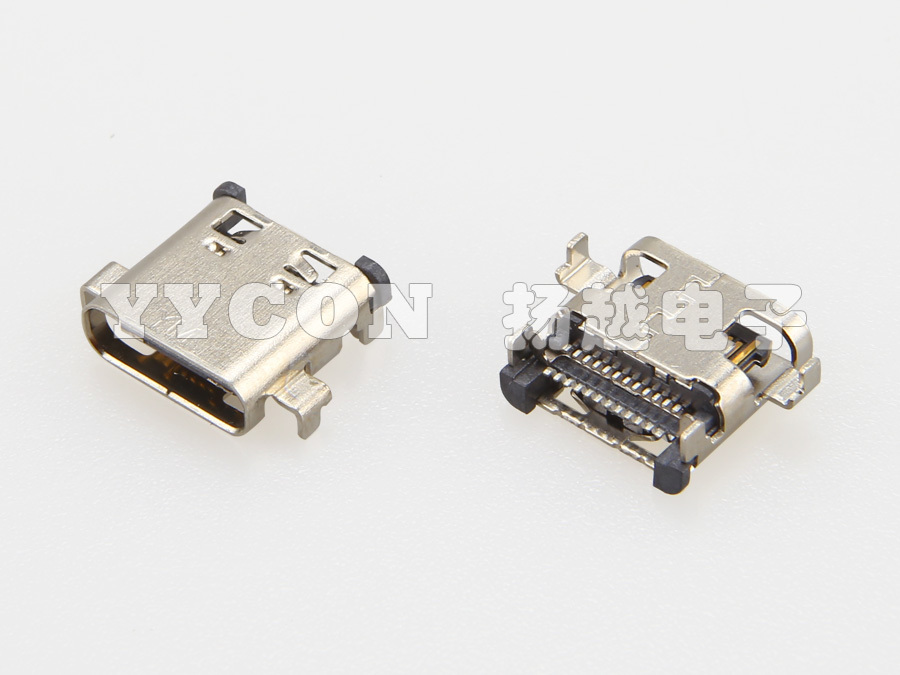 USB 3.1 TYPE CF 母座 24PIN 双排式沉板 SMT