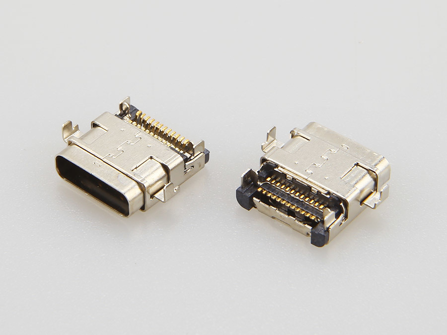 USB 3.1 TYPE CF 母座 24PIN 雙鐵殼 雙排沉板式 SMT