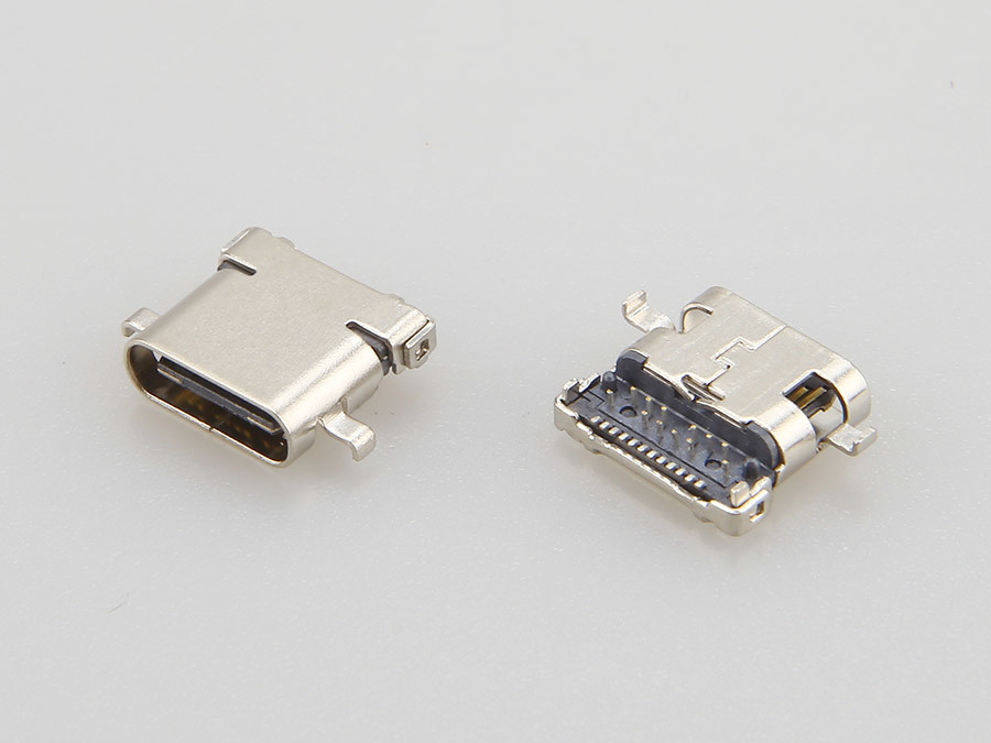 USB 3.1 TYPE CF 母座 24PIN 沉板單殼8.65mm 前插后貼式 DIP+SMT