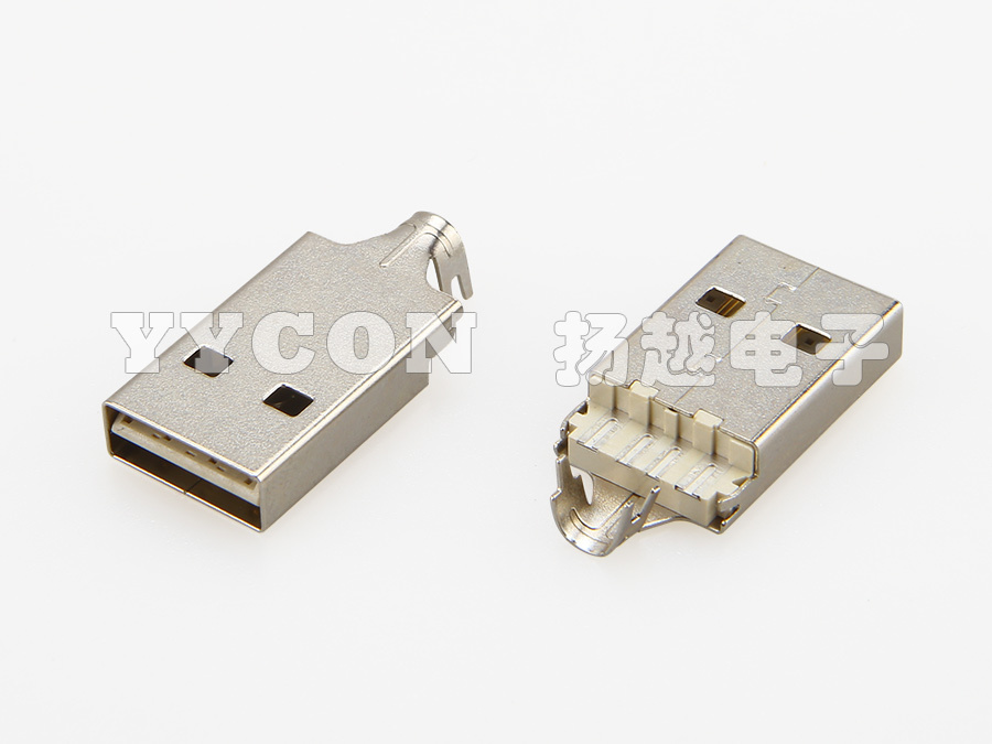 USB 2.0 AM 公座 双面接触 带线槽 焊线式