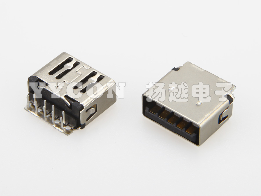 USB 3.0 AF 母座 9PIN 沉板H=1.36mm-1.85mm 无外脚 DIP 90度