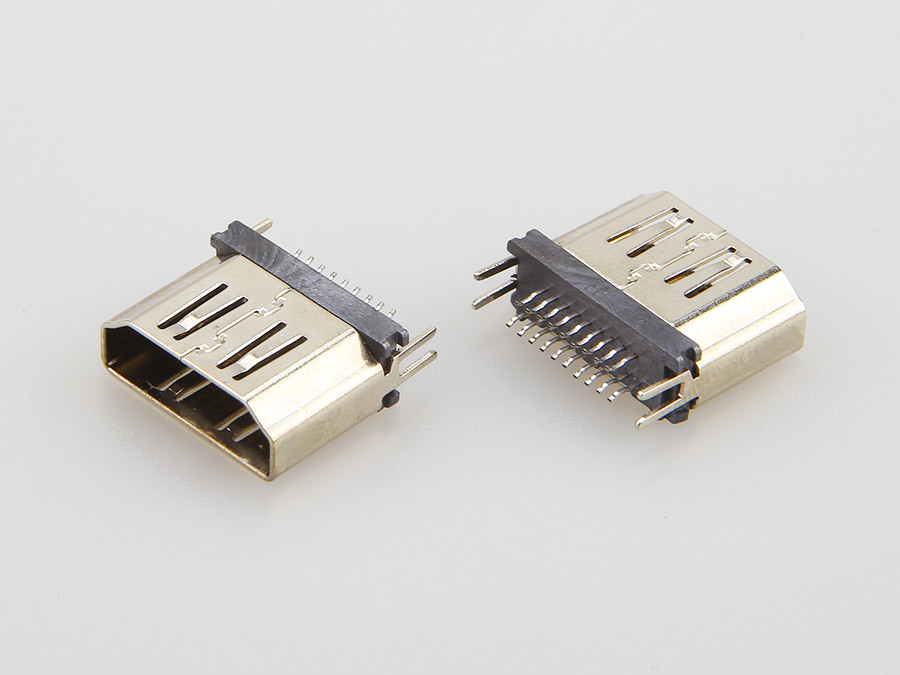 HDMI AF 母座19PIN 夹板1.0-1.20-1.60mm 外壳镀镍