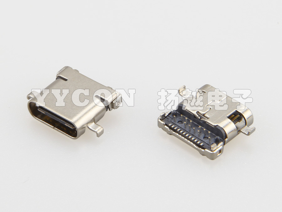 USB 3.1 TYPE CF 母座 24PIN 沉板单壳8.65mm 前插后贴式 DIP+SMT