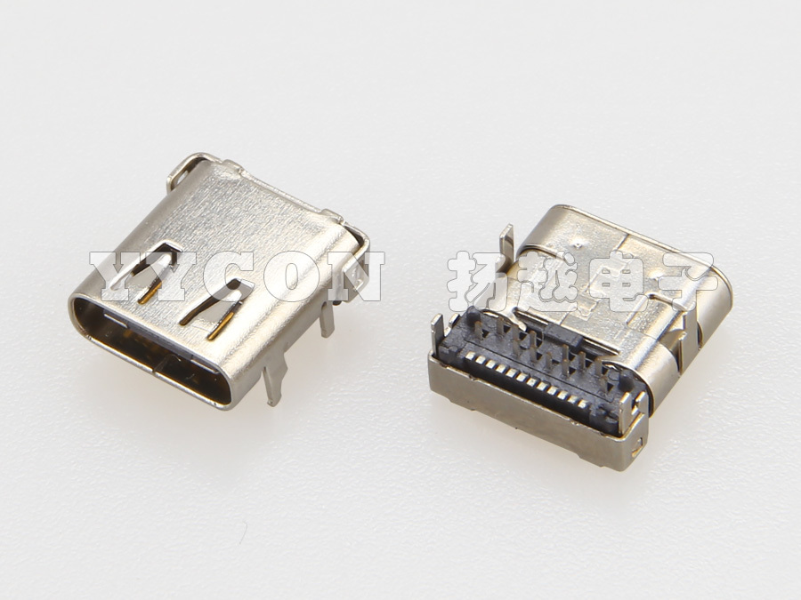 USB 3.1 TYPE CF 母座 24PIN 前插后贴式 DIP+SMT