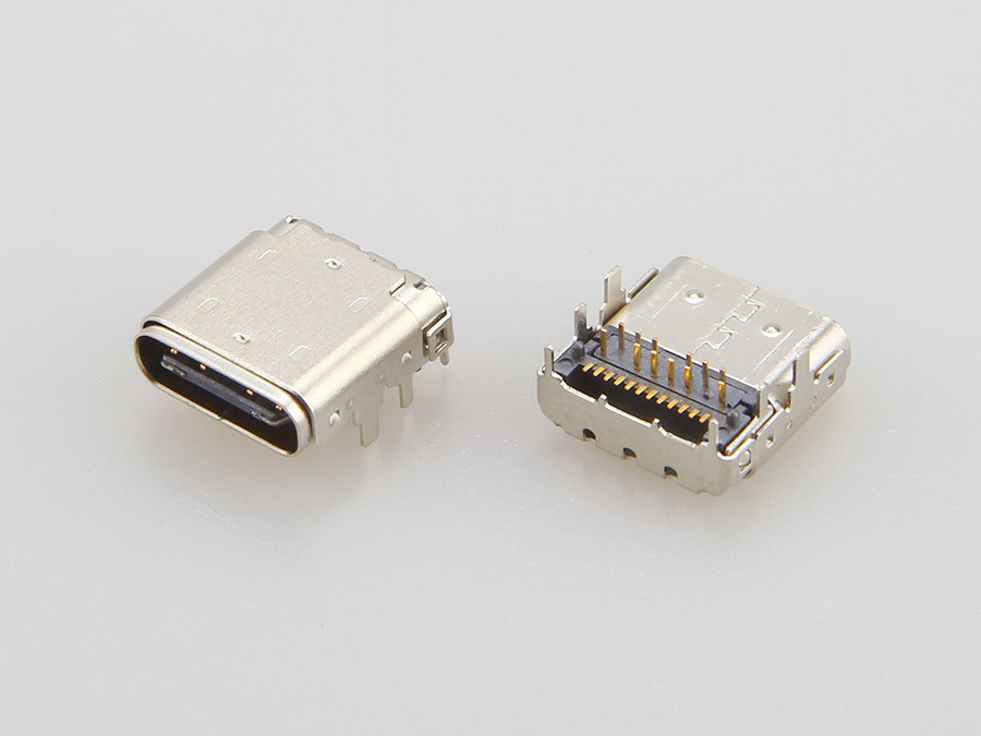USB 3.1 TYPE CF 母座 24PIN 屏蔽式 L=9.34mm 前插后貼 DIP+SMT