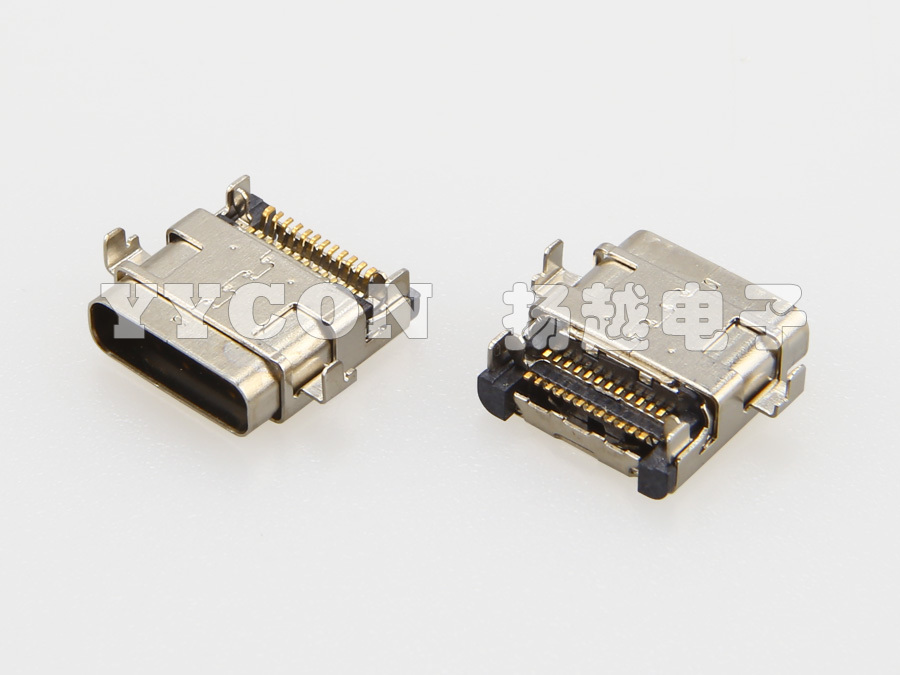 USB 3.1 TYPE CF 母座 24PIN 双铁壳 双排沉板式 SMT