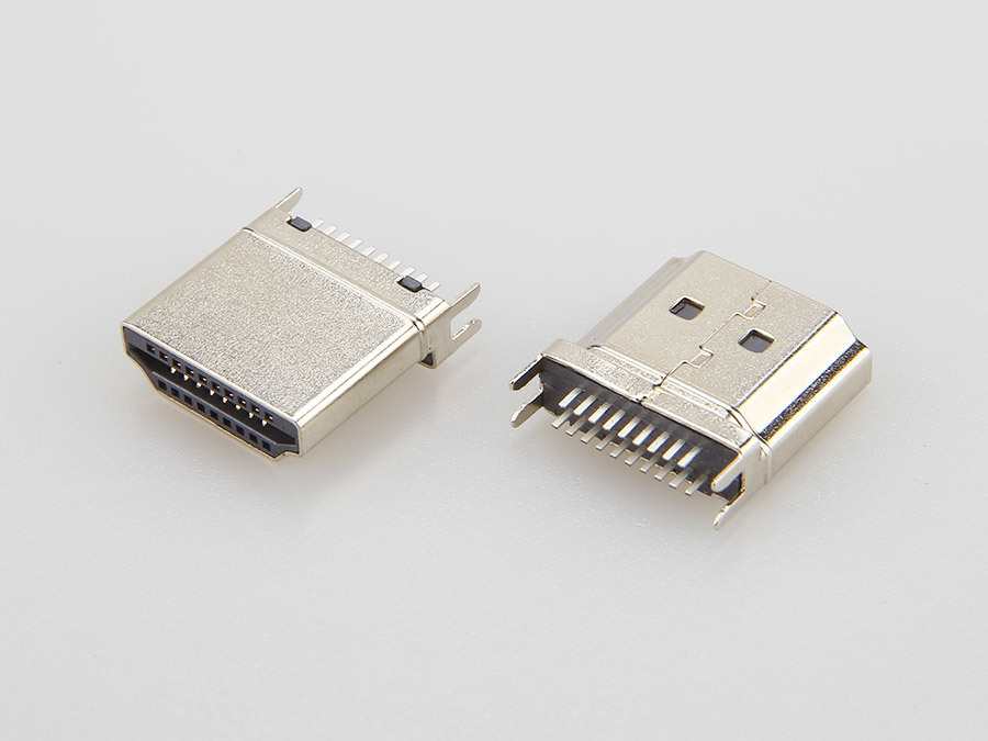 HDMI AM 公座 19PIN 夹板1.0-1.20-1.60mm 外壳镀镍