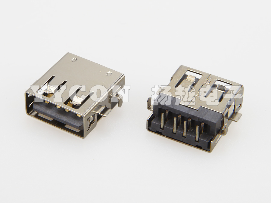USB2.0 AF 母座 4PIN 沉板式 DIP 90度