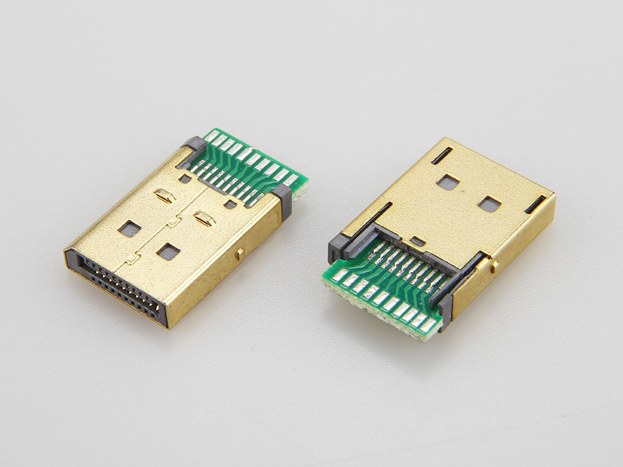 DisplayPort Male Clamp Type With PCB Gold Plated