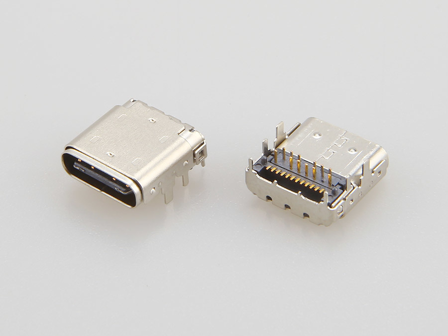 USB 3.1 TYPE CF Female 24PIN Shielded L=9.34mm Front Insert DIP+SMT