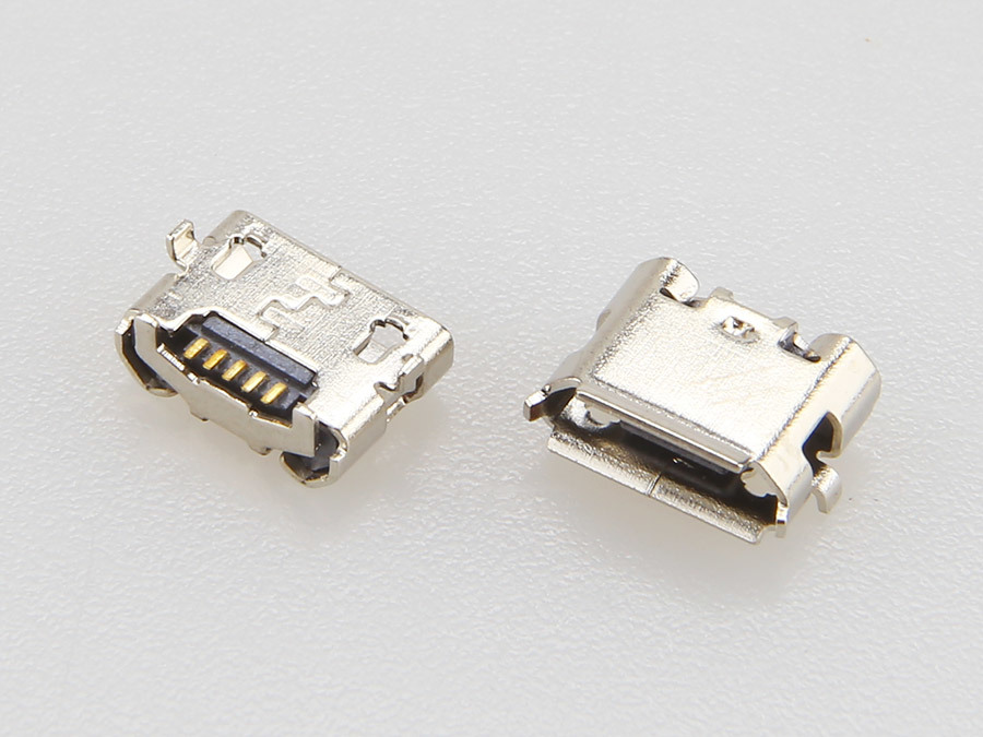 MICRO USB 5F Female Reverse Horn Type With Curled SMT