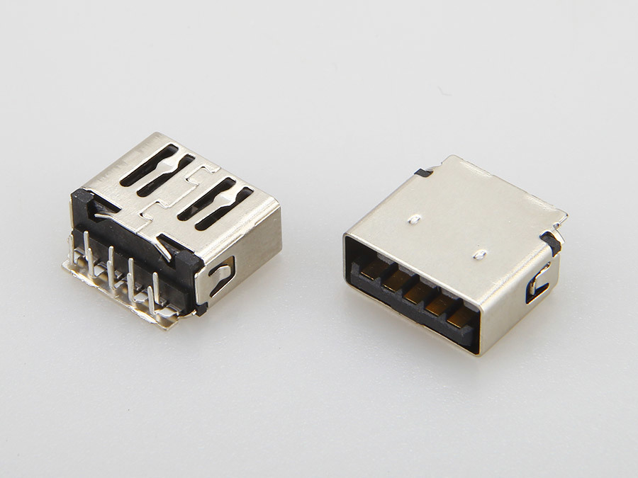 USB 3.0 AF female socket 9PIN sink plate H=1.36mm-1.85mm without outer feet DIP 90 degrees