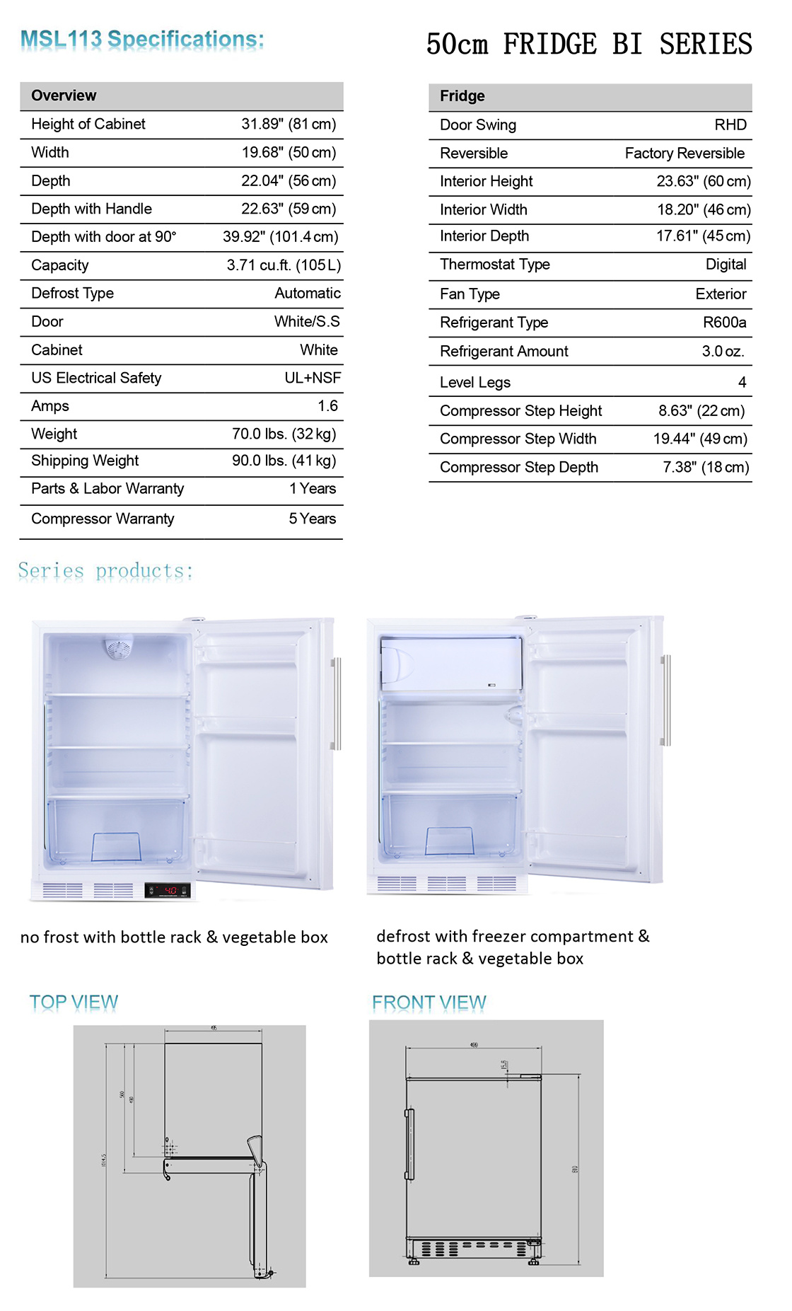 50cm FRIDGE BI SERIES