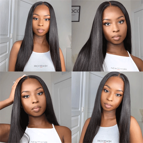 Remy Hair Natural Black Silky Straight 5*5＂ HD Lace Closure Wigs