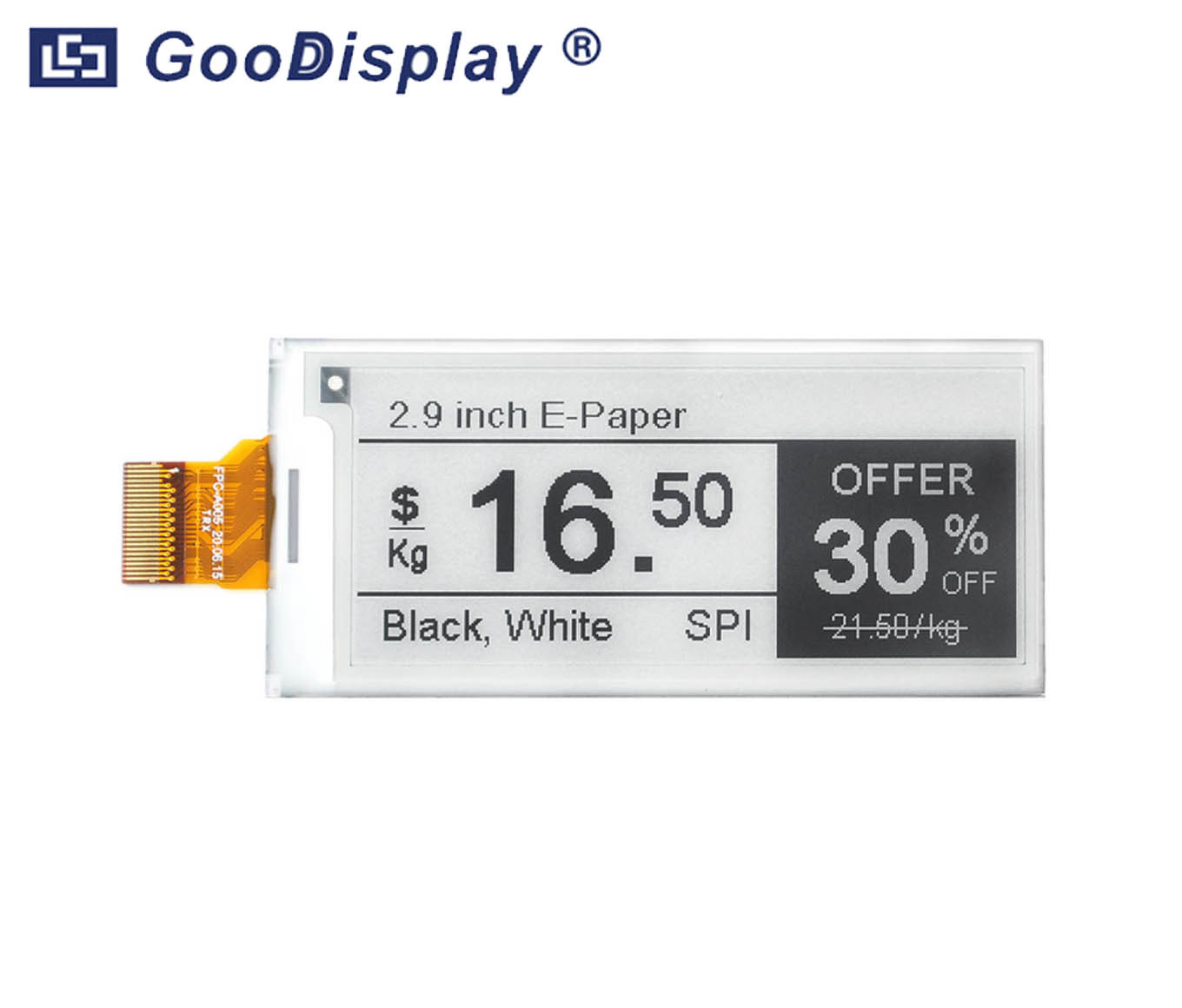 2.9 inch E Ink screen customizable 1.5s fast refresh, resolution 296x128 SPI e-paper display, GDEY029T94