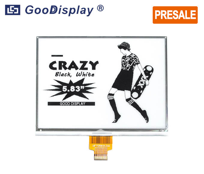 5.83 inch DES epaper screen module extra wide operating temperature, GDEW0583M09 (PRESALE)