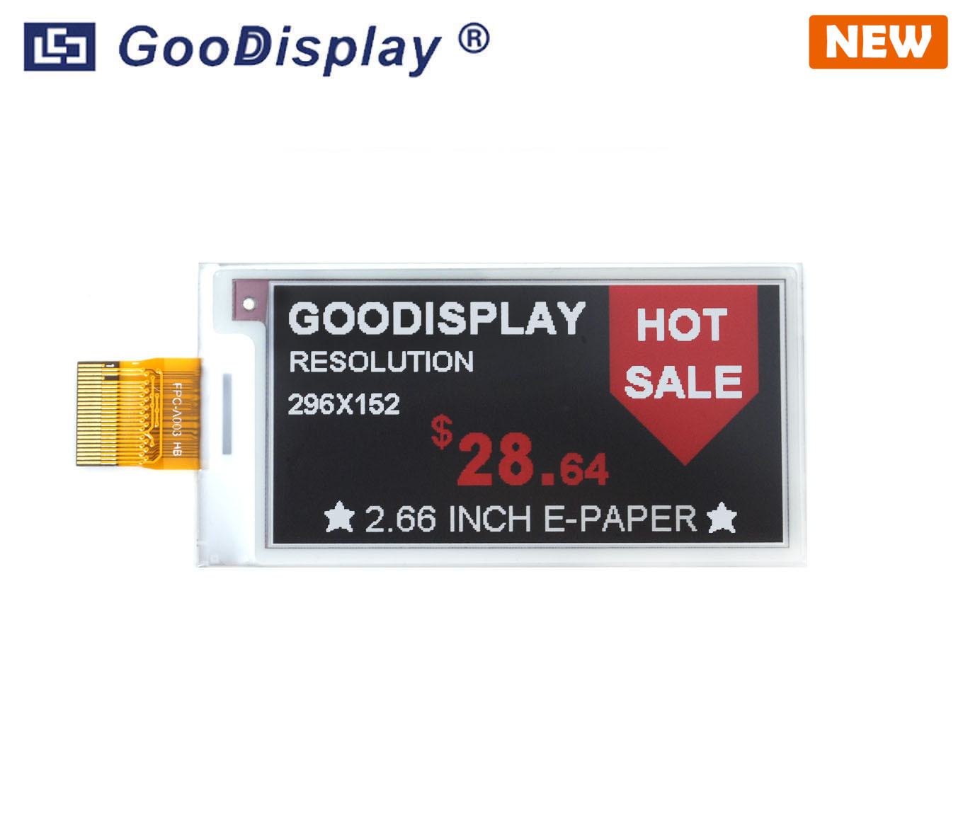 2.66 inch E-Paper Tri-color Display SSD1680 296x152 Small E Paper, GDEY0266Z90