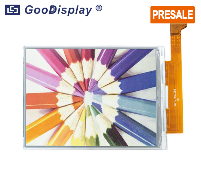 7.8 inch DES full color e-paper display parallel interface, extended operating temperature, GDEW078C01 (PRESALE)