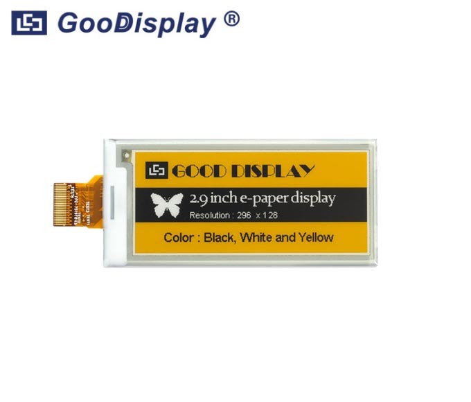 2.9 inch Three colors yellow e-paper display 296x128 resolution, GDEM029C90