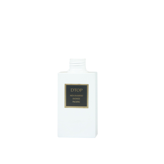 Square Shape White Color 250ml Empty Shampoo Bottle with Pump