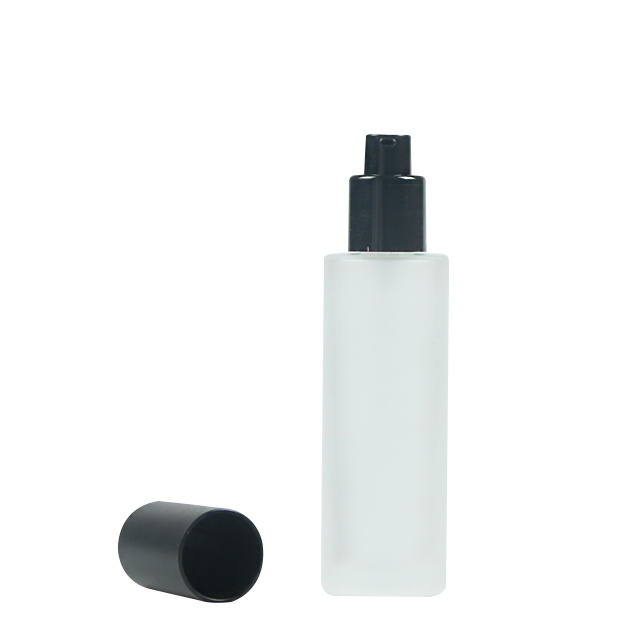 50ml 80ml 100ml Frosted Glass Lotion Bottles with Black Pump