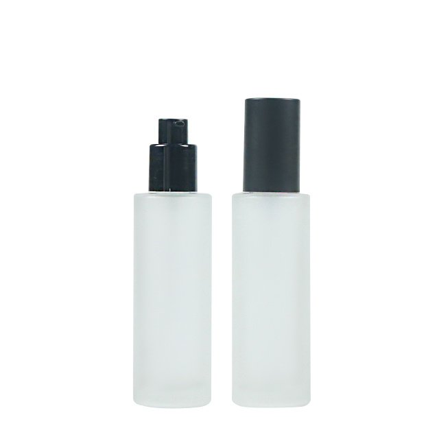 50ml 80ml 100ml Frosted Glass Lotion Bottles with Black Pump