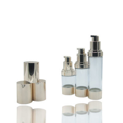 Luxury Silver Color Airless Pump Bottles Cosmetic Containers