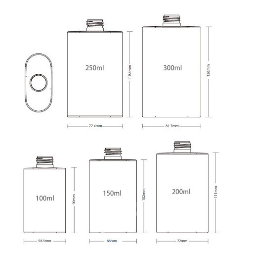 200ml Empty Plastic PETG Hotel Shampoo Dispenser Pump Bottle