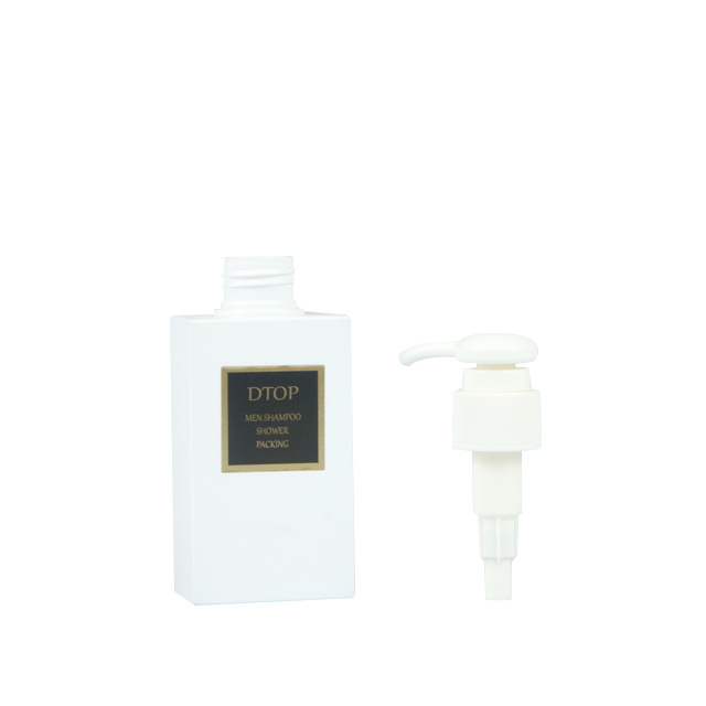 Square Shape White Color 250ml Empty Shampoo Bottle with Pump